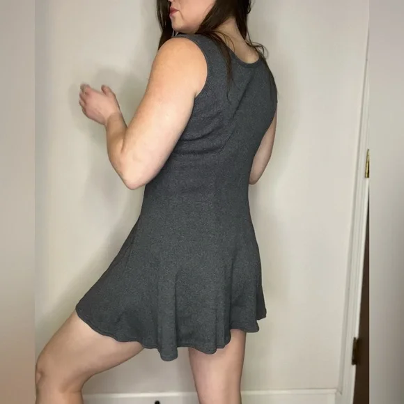 Vintage 90s Zaloni by Jalate Ribbed Tank Swing Dress Size Small Gray - Picture 11 of 13